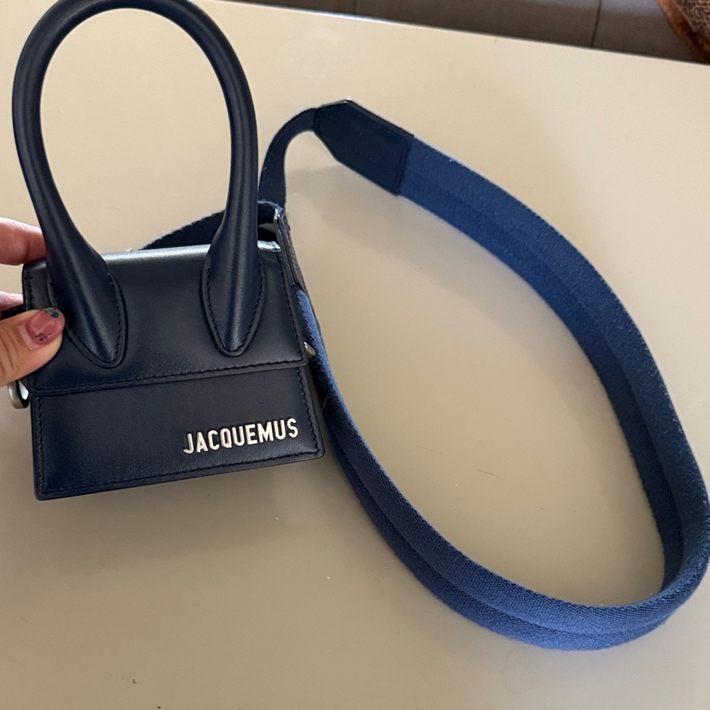 Jacquemus Navy Mini Le Chiquito Crossbody Bag with Blue Strap